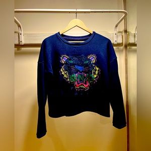 KENZO Paris embroidered logo sweater, navy blue, cotton and polyester blend